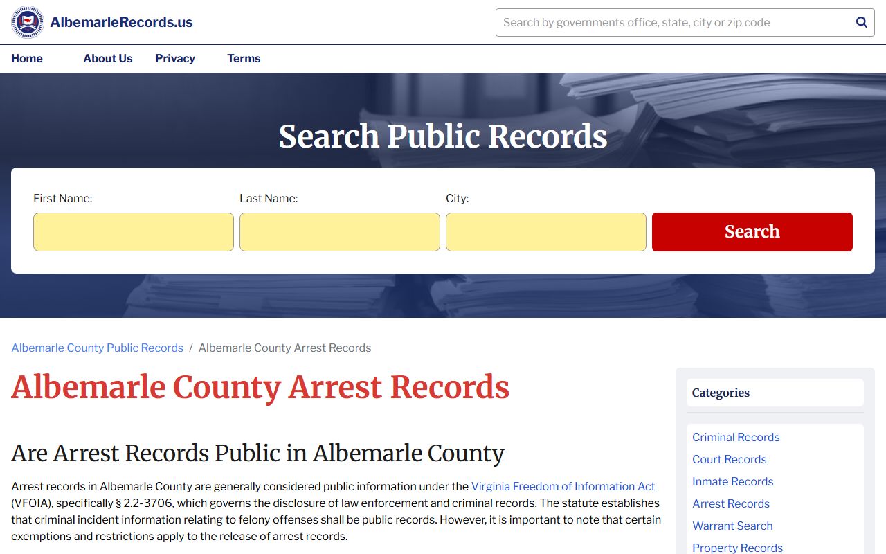 Albemarle County 24 Hour Booking arrest records