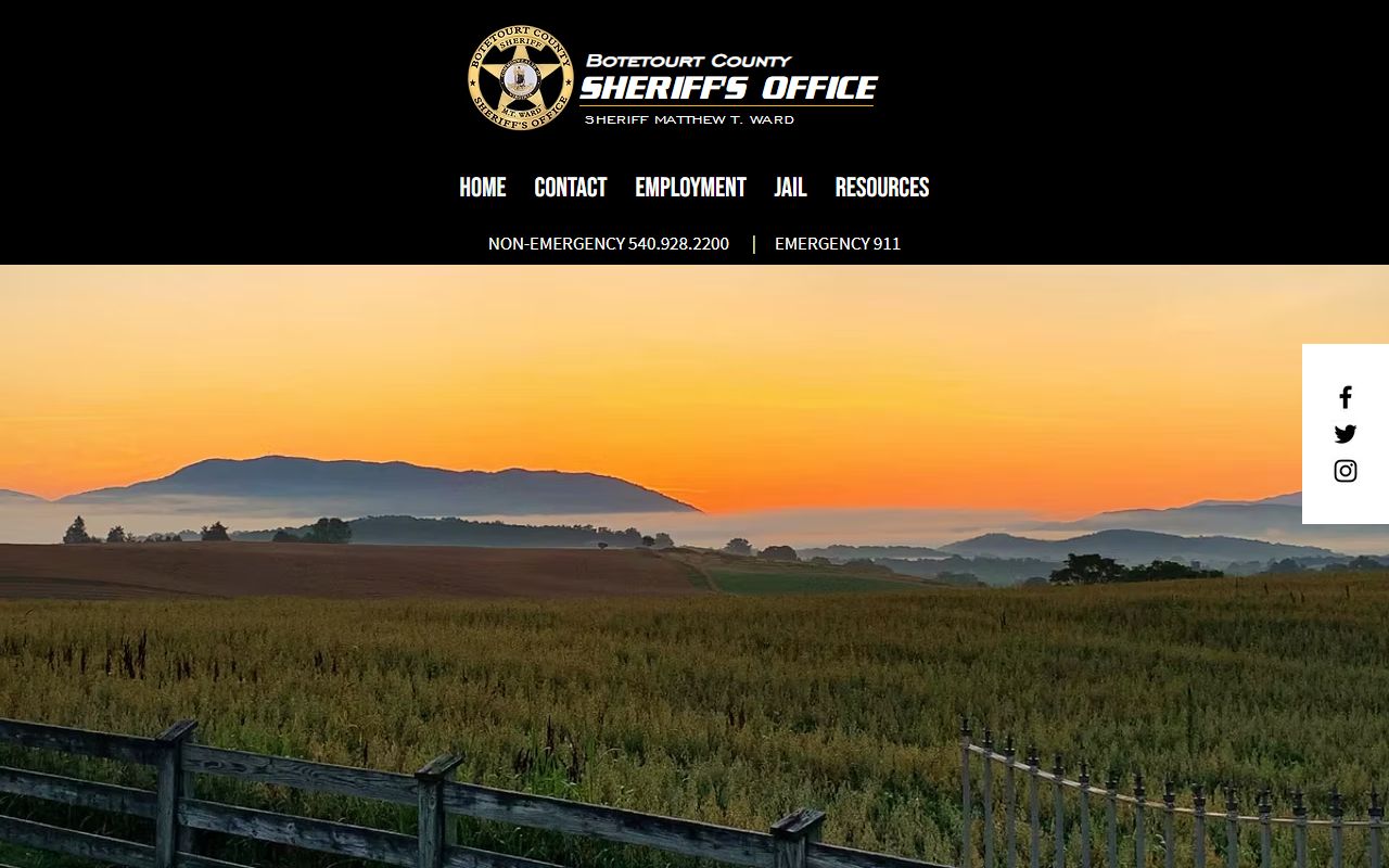 Botetourt County Sheriff official website screenshot