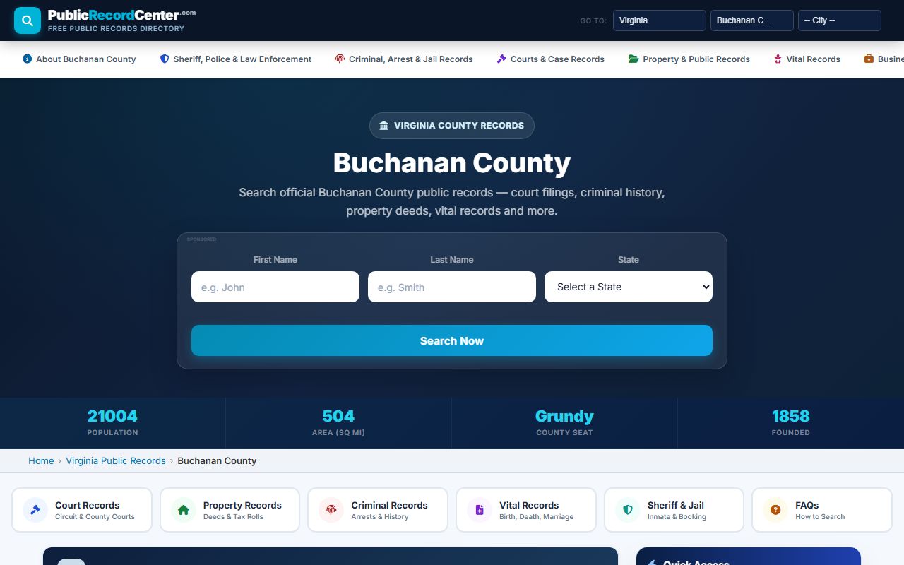 Buchanan County Virginia sheriff booking and arrest records overview