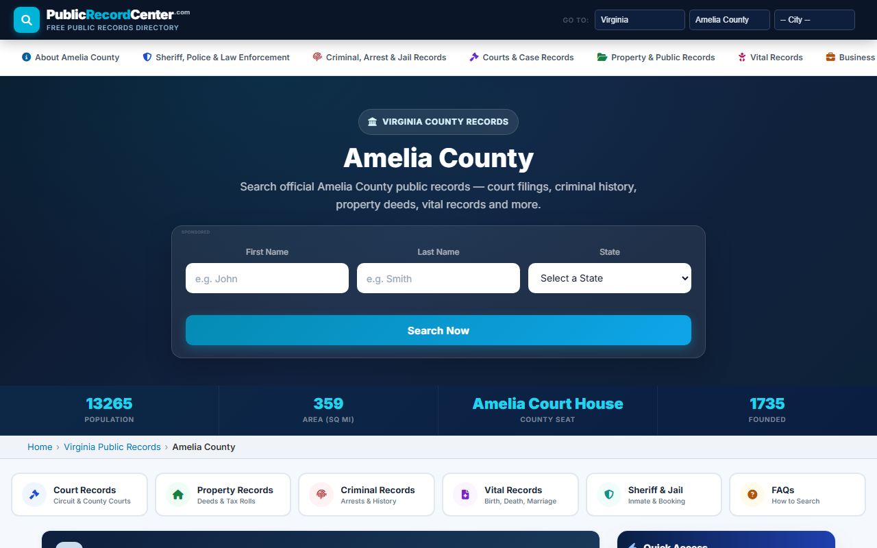 Amelia County 24 Hour Booking arrest records search