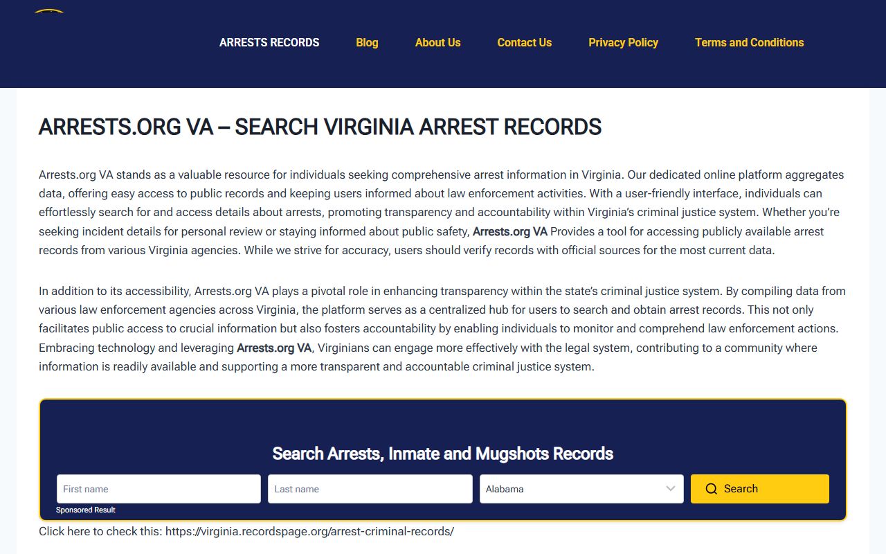 Virginia arrest records guide showing how to access 24 hour booking information statewide